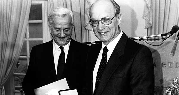 Heinz Nixdorf en Richard von Weizäcker, 1984