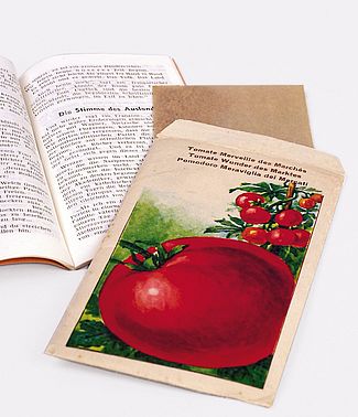 Exilliteratur von Gustav Regler - getarnt in einer Packung für Tomatensamen (Foto: Gottfried Wilhelm Leibniz Bibliothek, Hannover)