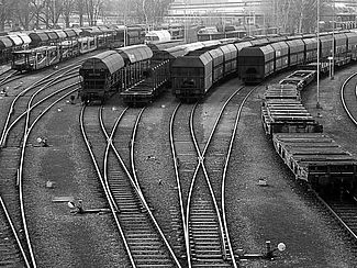 Waggons im Güterbahnhof